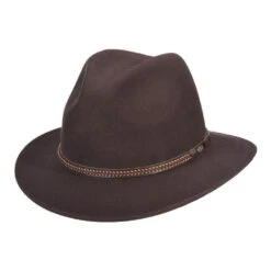 Explorer - Scala DF161 Black Crushable Wool Felt Safari Hat -Bailey Store DF161 CHOC 01