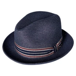 Salem - Bailey Poly Braid Toyo Straw Fedora Hat -Bailey Store H 81650 NAVY 0a