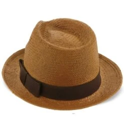 Williamsburg - Brooklyn Toast Straw Pinch Front Fedora Hat - BKN1469 -Bailey Store H BKN1469 TEA 3a