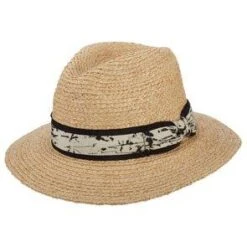 Jackson - Brooklyn Natural Raffia Braid Straw Fedora Hat W/ Stained Ribbon - BKN1524