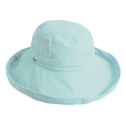 Bliss - Scala LC484 White Cotton Medium Brim Bretton Bucket Hat -Bailey Store H LC484 AQUA