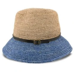 Manu - Scala LR687 Tea Crocheted Raffia Straw Fedora Hat -Bailey Store H LR687 DENM 2a