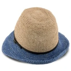 Manu - Scala LR687 Tea Crocheted Raffia Straw Fedora Hat -Bailey Store H LR687 DENM 4a