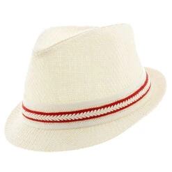 Starboard - Tropical Trends LS208 Paper Braid Straw Fedora Hat W/ Anchor Button Hat Pin -Bailey Store H LS208 RED 0