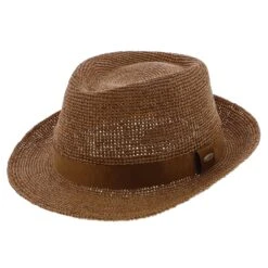 St. Lucia - Scala MR194OS Tea Crocheted Raffia Straw Fedora Hat