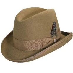 Valerio - Stacy Adams Royal Wool Felt Homburg Hat -Bailey Store H SAW545 CAMEL