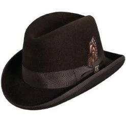 Valerio - Stacy Adams Royal Wool Felt Homburg Hat -Bailey Store H SAW545 CHOC