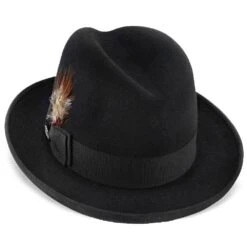Homburg - Stetson Fur Felt Homburg Hat - TFHOMBB -Bailey Store H TFHOMBB BLK 3g
