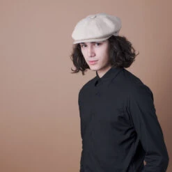 Hampton - Walrus Hats Sand Linen 8 Panel Newsboy Cap -Bailey Store H3002 SAND mo m1