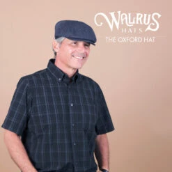 Oxford - Walrus Hats Navy/Green Houndstooth Polyester 8 Panel Newsboy Cap -Bailey Store H3005 NAVYGRN mo m3