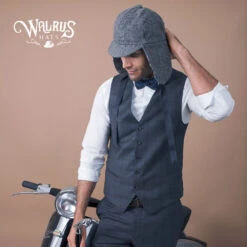 Fox & Hound - Walrus Hats Multi-colored Wool Blend Checkered Sherlock Holmes Deerstalker Hat -Bailey Store H5500 BRN mo m2 v2