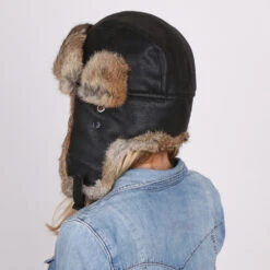 Walrus Hats Genuine Rabbit Fur Brown Trapper Hat -Bailey Store H5600RB BK mo f2