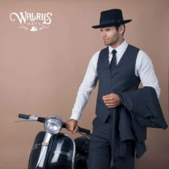 Capital - Walrus Crushable Hat Wool Felt Fedora - H7000 -Bailey Store H7000 BLK mo m2