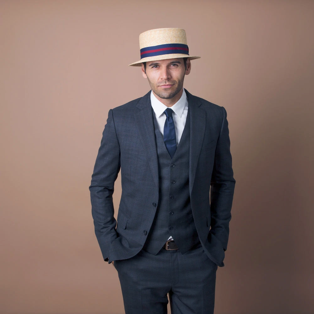 Classic - Walrus Hats Natural Straw Boater Hat - H7005 10 Classic - Walrus Hats Natural Straw Boater Hat - H7005 - Image 10