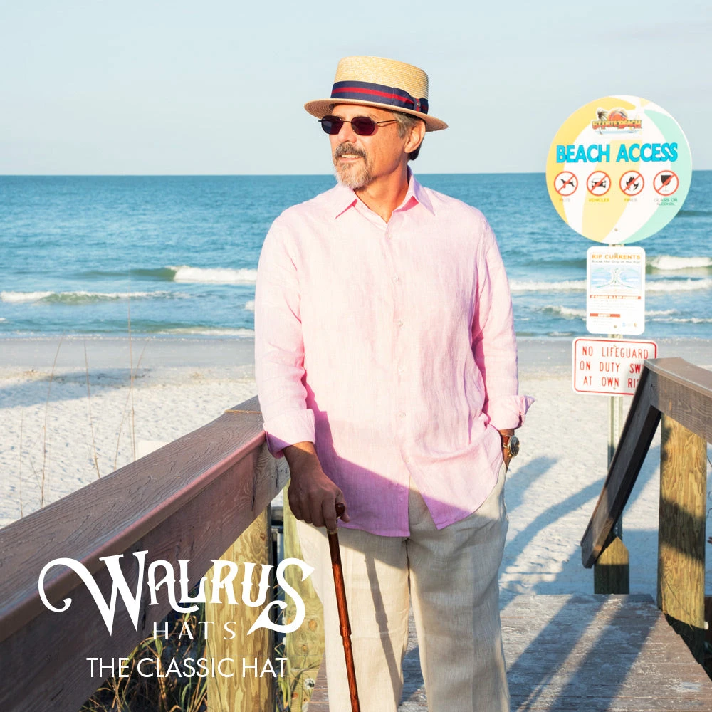 Classic - Walrus Hats Natural Straw Boater Hat - H7005 11 Classic - Walrus Hats Natural Straw Boater Hat - H7005 - Image 11