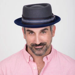 Tribute - Walrus Hats Wool Felt Pork Pie Hat - H7008 -Bailey Store H7008 GYBLU mo m1