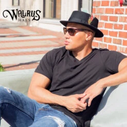 Whistler - Walrus Hats Black Wool Felt Pork Pie Hat - H7016 -Bailey Store H7016 BLK mo m1 v2