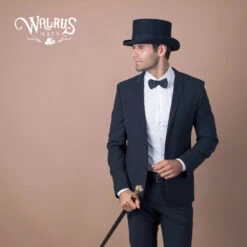 Deadman - Walrus Hats Wool Felt 4.5 In. Height Low Crown Top Hat - H7019 -Bailey Store H7019 BLK mo m1 v2