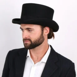 Deadman - Walrus Hats Wool Felt 4.5 In. Height Low Crown Top Hat - H7019 -Bailey Store H7019 BLK mo m2