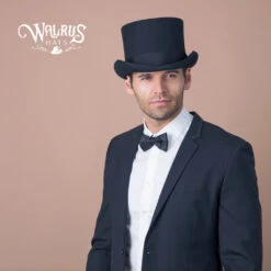 Sir Winston - Walrus Hats Wool Felt 5.25 In. Height English Topper Hat - H7021 -Bailey Store H7021 BLK mo m1 v2