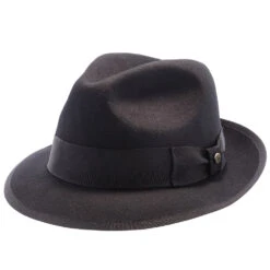 Layover - Walrus Hats Center Dent Wool Felt Fedora Hat -Bailey Store H7023 BLK 1a