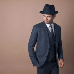 Layover - Walrus Hats Center Dent Wool Felt Fedora Hat -Bailey Store H7023 BLK mo m3