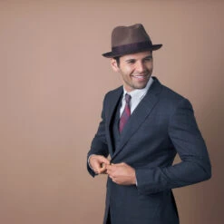 Layover - Walrus Hats Center Dent Wool Felt Fedora Hat -Bailey Store H7023 BRN mo m2