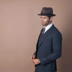 Layover - Walrus Hats Center Dent Wool Felt Fedora Hat -Bailey Store H7023 BRN mo m3