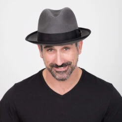 Layover - Walrus Hats Center Dent Wool Felt Fedora Hat -Bailey Store H7023 GY mo m1