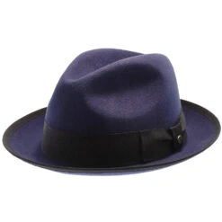 Layover - Walrus Hats Center Dent Wool Felt Fedora Hat -Bailey Store H7023 NAVY 0a