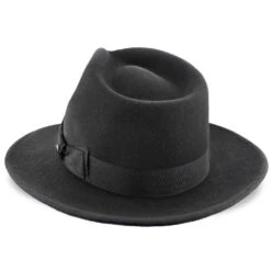 Imperial - Walrus Hats White Center Dent Wool Felt Fedora Hat 37 Imperial - Walrus Hats White Center Dent Wool Felt Fedora Hat -Bailey Store H7028 BLK 4b