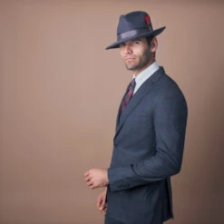 Tampa - Walrus Hats Grey Center Dent Wool Felt Fedora Hat 20 Tampa - Walrus Hats Grey Center Dent Wool Felt Fedora Hat -Bailey Store H7029 GR mo m1