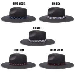 Walrus Hats Castle Black W/ Western Bands Wool Fedora Hat -Bailey Store H7046SUNBODYBANDSBLACK1