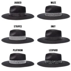 Walrus Hats Castle Black W/ Festival Bands Wool Fedora Hat -Bailey Store H7046WALRUSBANDS BLACK1