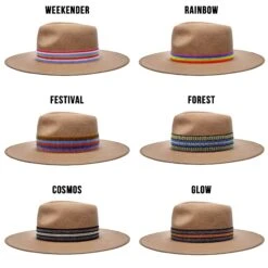 Walrus Hats Castle Brown W/ Festival Bands Wool Fedora Hat -Bailey Store H7046WALRUSBANDS BROWN2