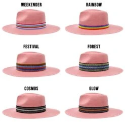 Walrus Hats Castle Pink W/ Festival Bands Wool Fedora Hat -Bailey Store H7046WALRUSBANDS PINK2