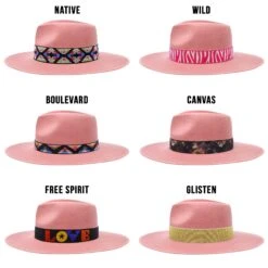 Walrus Hats Castle Pink W/ Festival Bands Wool Fedora Hat -Bailey Store H7046WALRUSBANDS PINK3