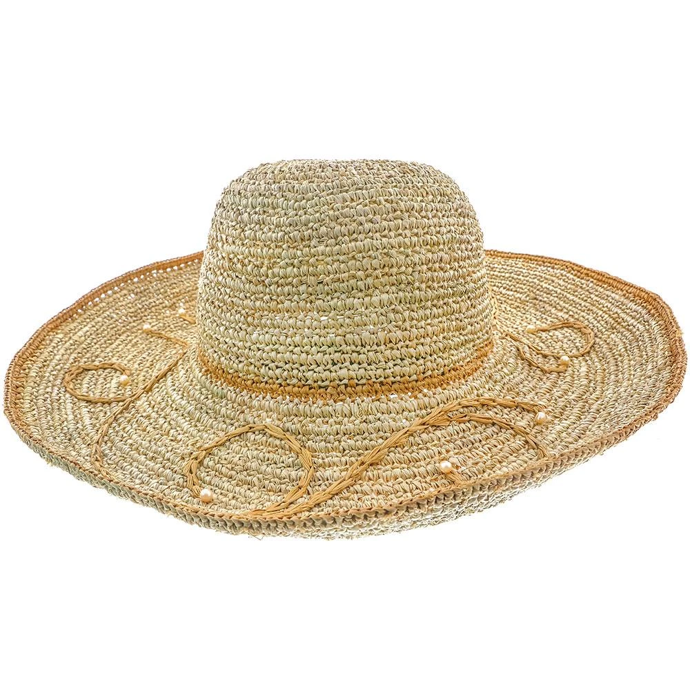 Cabana - Callanan CR204 Pearl Crocheted Raffia Big Brim Hat 2 Cabana - Callanan CR204 Pearl Crocheted Raffia Big Brim Hat - Image 2