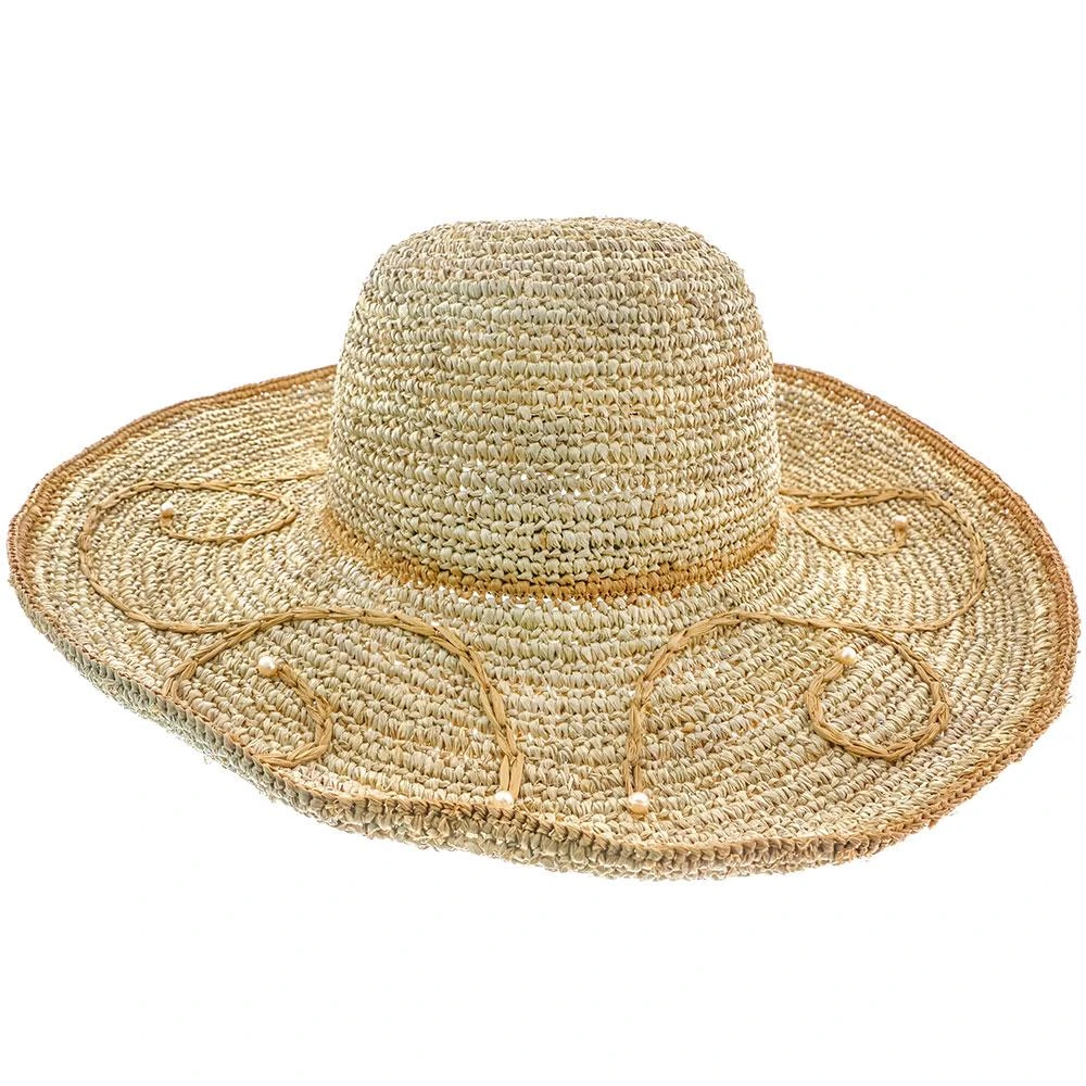 Cabana - Callanan CR204 Pearl Crocheted Raffia Big Brim Hat 4 Cabana - Callanan CR204 Pearl Crocheted Raffia Big Brim Hat - Image 4