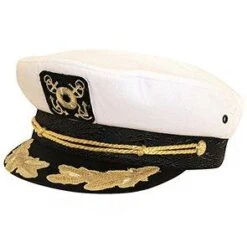 Front Page 32 Dorfman Pacific Navigator MC52 White & Black Twill Nautical Greek Fisherman Cap