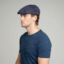 Graham - Bailey Polyester Blend Flat Cap -Bailey Store graham 1365 navy side 1 4