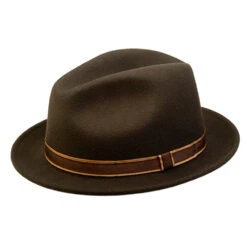 Clooney - Country Gentleman Wool Fedora Hat -Bailey Store h cg039 brn 0a bdd40368 cb81 478b a97a 91c65d6fc8d8