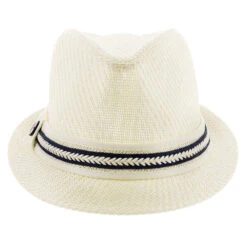 Starboard - Tropical Trends LS208 Paper Braid Straw Fedora Hat W/ Anchor Button Hat Pin -Bailey Store h ls208 black 1