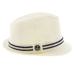 Starboard - Tropical Trends LS208 Paper Braid Straw Fedora Hat W/ Anchor Button Hat Pin -Bailey Store h ls208 black 3