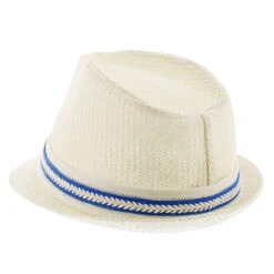 Starboard - Tropical Trends LS208 Paper Braid Straw Fedora Hat W/ Anchor Button Hat Pin -Bailey Store h ls208 blue 4