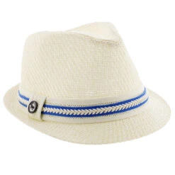 Starboard - Tropical Trends LS208 Paper Braid Straw Fedora Hat W/ Anchor Button Hat Pin -Bailey Store h ls208 blue 5