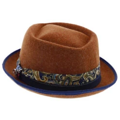 Cast - Santana Wool Felt Fedora Hat -Bailey Store h san395 rust 5a