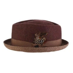Century - Stacy Adams Wool Felt Fedora Hat With Paper Braid Brim -Bailey Store h saw700 clay 1