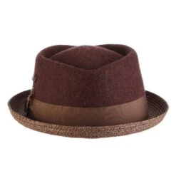 Century - Stacy Adams Wool Felt Fedora Hat With Paper Braid Brim -Bailey Store h saw700 clay 2