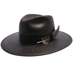 Tri-City - Stetson Shantung Straw Fedora Hat 28 Tri-City - Stetson Shantung Straw Fedora Hat -Bailey Store h tstctyb blk 0a